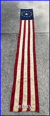 Antique Authentic 13 Star Linen Banner Signal Flag 15.5 X 9.5' U. S. American