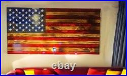 Antique Style Wooden American Flag, Patriot Flag, Charred Unique Hand Painted