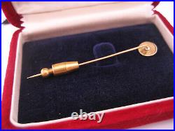 Antique USA Patriotic 13 Star American Flag 14K Gold Enamel Tie Lapel Cravat Pin