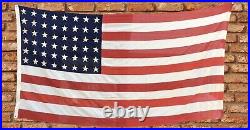Antique VTG 48 Star American Flag 4'x9' United States Of America Hand-Sewn Stars