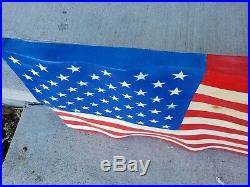 Beautiful Hand Carved Wavy Wooden Rustic American Flag. 100% made in the USA