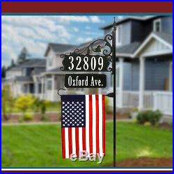 Beautiful USA Handcrafted Reflective Address Sign, Name Rider, American Flag