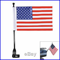 Black Universal Motorcycle American USA Flag pole Luggage Rack Mount For Harley