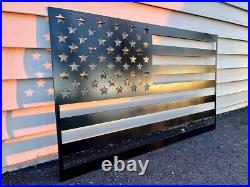Black XL Steel American Flag, Metal Flag, America Sign