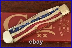 Case XX USA American Flag Natural Bone Full Size Trapper Knife 6254 Ss (14715)