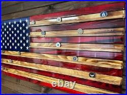 Challenge Coin Display Wooden American Flag, Home Display, Challenge Coin Shelve