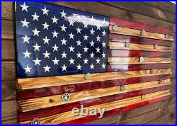 Challenge Coin Display Wooden American Flag, Home Display, Challenge Coin Shelve
