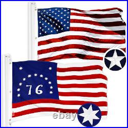 Combo American USA & Bennington 76 Flag 6x10 Ft Both Embroidered 300D Poly
