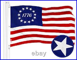 Combo American USA & Betsy Ross 1776 Flag 6x10 Ft Both Embroidered 300D Poly