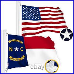 Combo American USA & North Carolina Flag 6x10 Ft Both Embroidered SPUN Poly
