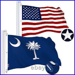 Combo American USA & South Carolina Flag 5x8 Ft, Both Embroidered SPUN Poly