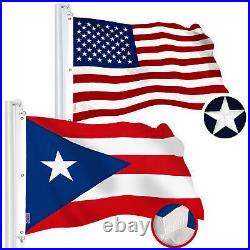 Combo Pack American USA & Puerto Rico Flag 5x8 Ft, Both Embroidered SPUN Poly