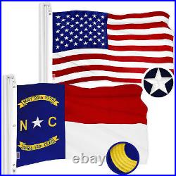 Combo USA Flag 300D & North Carolina State Flag 6x10 Ft Embroidered 600D Poly