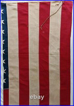 Defiance Bunting 48 Star U S American Flag 86 x 53 Sewn Stars Stripes Vtg WWll