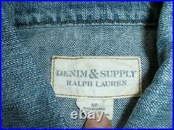 Denim Supply Ralph Lauren Distressed USA American Flag Denim Jean Jacket SMALL