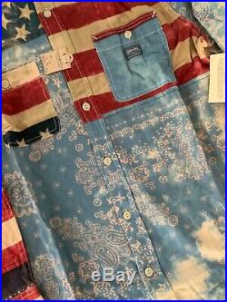 Denim & Supply Ralph Lauren Mens American Flag USA Bandana Shirt LARGE L
