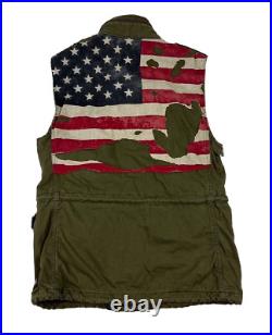 Denim Supply Ralph Lauren Military Vest Army USA American Flag Distressed Small