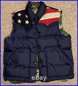 Denim & Supply Ralph Lauren Polo Reversible Camo / U. S. Flag Down Puffer Vest XL