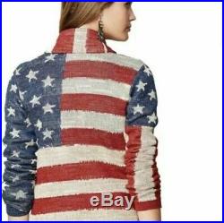 Denim & Supply Ralph Lauren USA Flag Knit Shawl Cardigan Sweater Womens XS