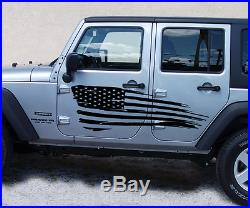 Distressed American Flag Graphic Decal -Side body Fits Jeep JKU USA D1