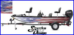 Distressed American Flag USA Fish Graphic Fishing Vinyl Boat Bass Decal Wrap Kit