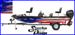 Distressed American Flag USA Fish Graphic Fishing Vinyl Boat Bass Wrap Decal Kit