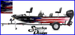 Distressed American Flag USA Fish Graphic Fishing Vinyl Decal Kit Boat Bass Wrap