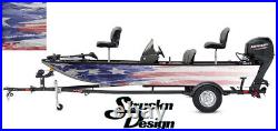 Distressed American Flag USA Fish Graphic Fishing Vinyl Wrap Decal Kit Boat Bass