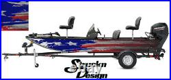 Distressed American Flag USA Fish Graphic Wrap Kit Fishing Boat Bass Decal Vinyl