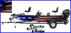 Distressed American Flag USA Fish Graphic Wrap Kit Fishing Boat Vinyl Bass Decal