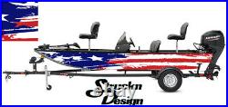 Distressed American Flag USA Graphic Wrap Kit Fishing Boat Bass Decal Vinyl Fish