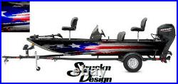 Distressed American Flag USA Graphic Wrap Kit Fishing Boat Fish Bass Decal Vinyl