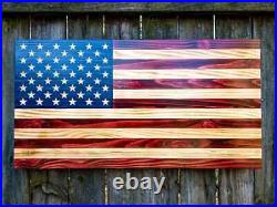 Distressed American USA Flag Display Antique Hand Painted liner Styled Flag Gift