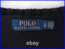 EUC Polo Ralph Lauren Mens U. S. A. Flag Cotton Knitted Pullover Sweater Navy L
