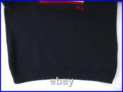 EUC Polo Ralph Lauren Mens U. S. A. Flag Cotton Knitted Pullover Sweater Navy L