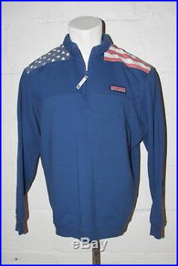 EUC Vineyard Vines USA American Flag Blue Half Zip Sweatshirt Sz XL