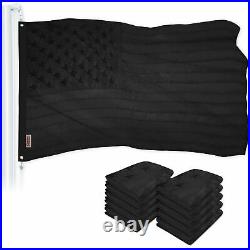 G128 10 Pack All Black American USA Flag 3x5ft Embroidered Stars Sewn Stripes