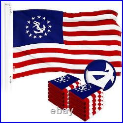 G128 10 Pack American USA Yacht Ensign Flag 2.5x4 Ft Embroidered 300D Polyester