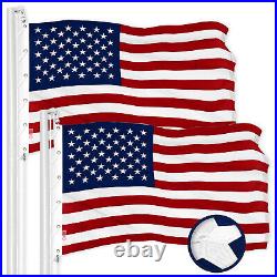 G128 2 Pack American USA Flag 20x38 Ft ToughWeave Series Embroidered 600D Poly