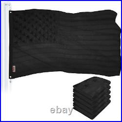 G128 5 Pack All Black American USA Flag 3x5 ft Embroidered Stars Sewn Stripes