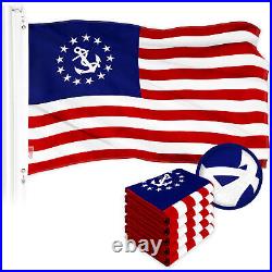 G128 5 Pack American USA Yacht Ensign Flag 3x5 Ft Embroidered 300D Polyester