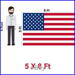 G128 American Flag US USA 5x8 ft Embroidered Stars, Sewn Stripes