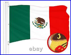 G128 Combo American USA & Mexico Flag 6x10 Ft Both Embroidered 300D Polyester