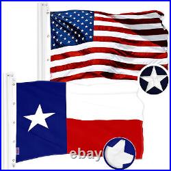 G128 Combo American USA & Texas Flag 10x15 Ft Both Embroidered 300D Polyester