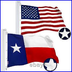 G128 Combo American USA & Texas Flag 10x15 Ft, Both Embroidered SPUN Polyester
