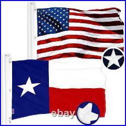 G128 Combo American USA & Texas Flag 6x10 Ft Both Embroidered 300D Polyester