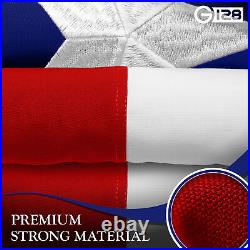 G128 Combo American USA & Texas Flag 8x12 Ft, Both Embroidered SPUN Polyester