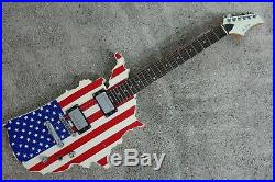 Glen Burton American Flag USA Map Solid Body Electric Guitar Rare