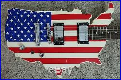 Glen Burton American Flag USA Map Solid Body Electric Guitar Rare