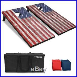 GoSports 4'x2' American Flag Cornhole Lawn Game Set Includes 8 Bags, Carry Case